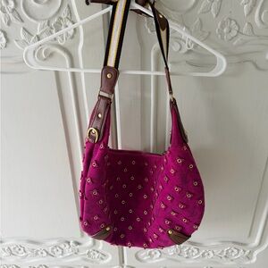Faux Louis Vuitton Stylish Fuchsia Eyelet Hobo Shoulder Bag
